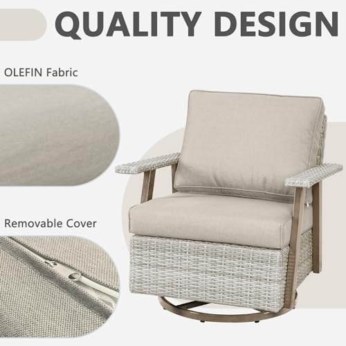 Outdoor 360° Swivel Rocker Chairs Set with Table