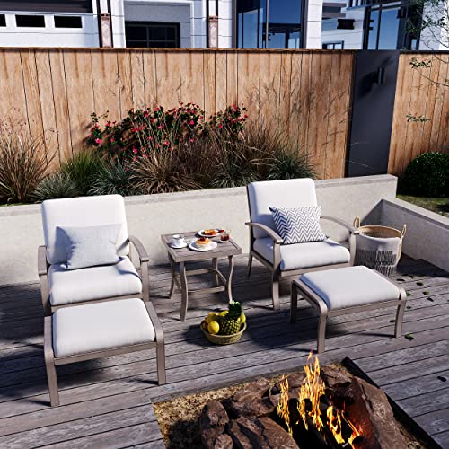 5-Piece Aluminum Outdoor Patio Set with Ottomans & Table