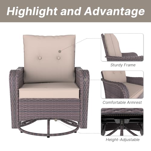 11-Piece Patio Furniture Set with Swivel Chairs & Fire Pit