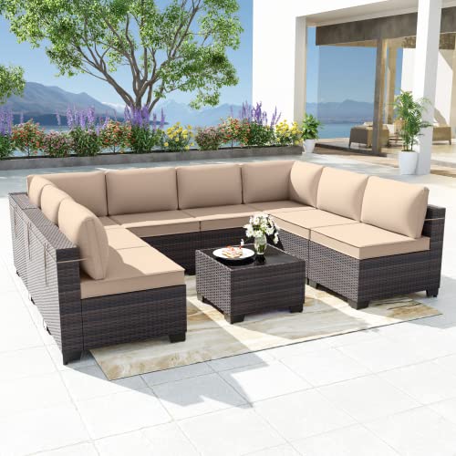 9PCS Delnavik Wicker Patio Conversation Set with Cushions