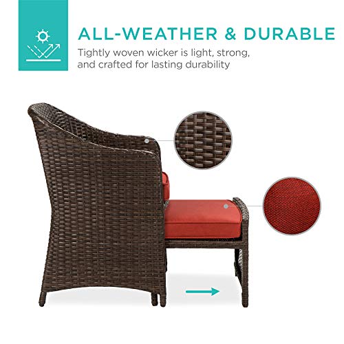 5-Piece Wicker Outdoor Patio Furniture Set - Brown/Red