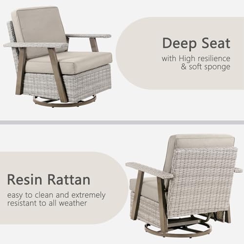 Outdoor 360° Swivel Rocker Chairs Set with Table