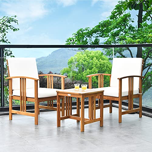 Tangkula 3-Piece Outdoor Acacia Wood Furniture Set