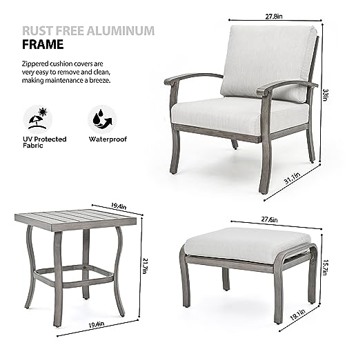5-Piece Aluminum Outdoor Patio Set with Ottomans & Table