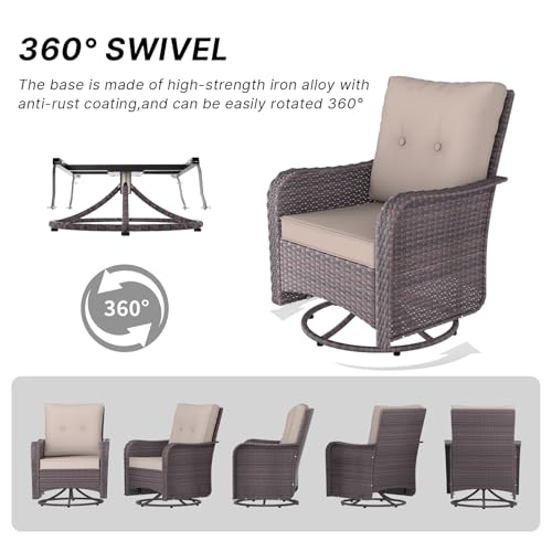 11-Piece Patio Furniture Set with Swivel Chairs & Fire Pit