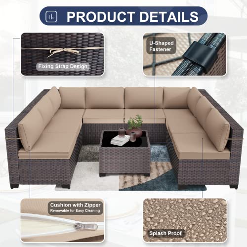 9PCS Delnavik Wicker Patio Conversation Set with Cushions