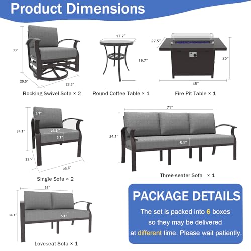 Propane Fire Pit Patio Furniture Set - 9-seat