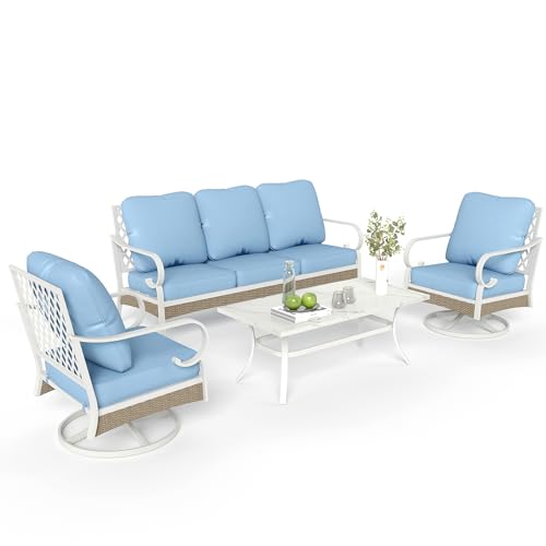 MIXPATIO Outdoor Conversation Set with Swivel Chair, Sofa, Coffee Table