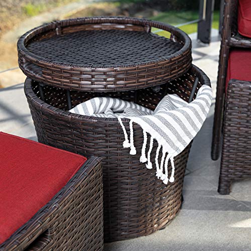 5-Piece Wicker Outdoor Patio Furniture Set - Brown/Red