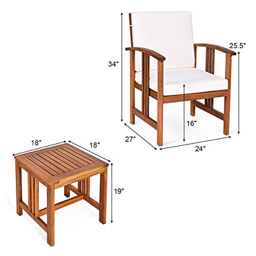 Tangkula 3-Piece Outdoor Acacia Wood Furniture Set