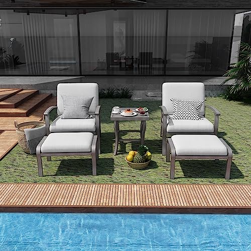 5-Piece Aluminum Outdoor Patio Set with Ottomans & Table