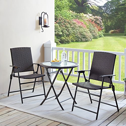 Rimba Outdoor 3pc Wicker Folding Bistro Set