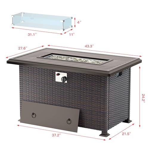 11-Piece Patio Furniture Set with Swivel Chairs & Fire Pit