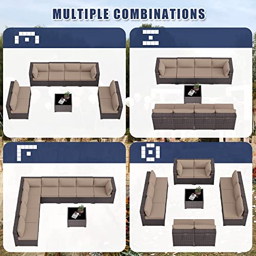 9PCS Delnavik Wicker Patio Conversation Set with Cushions