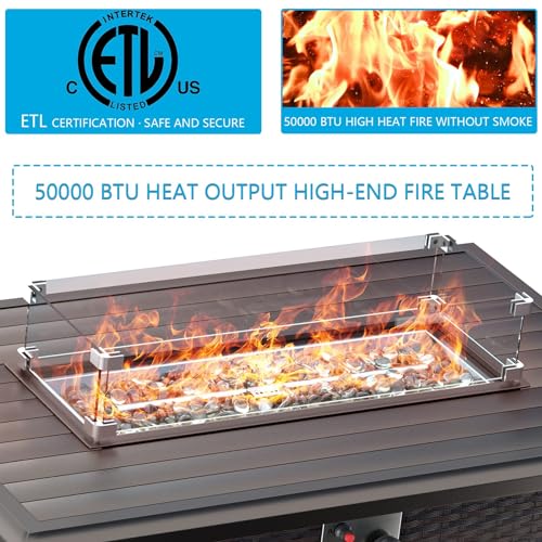 11-Piece Patio Furniture Set with Swivel Chairs & Fire Pit