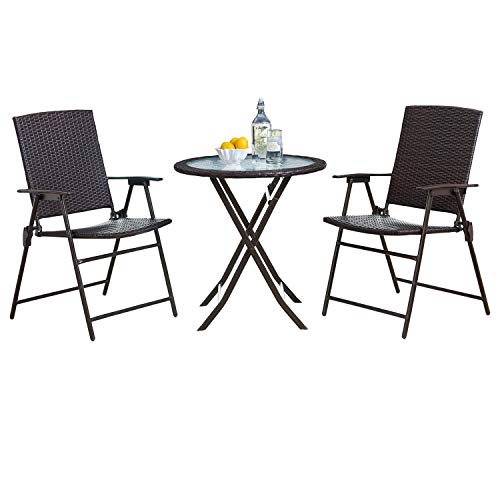 Rimba Outdoor 3pc Wicker Folding Bistro Set