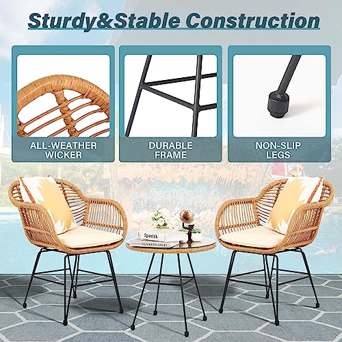 PAOLFOX 3 Piece Patio Set with 2 Chairs