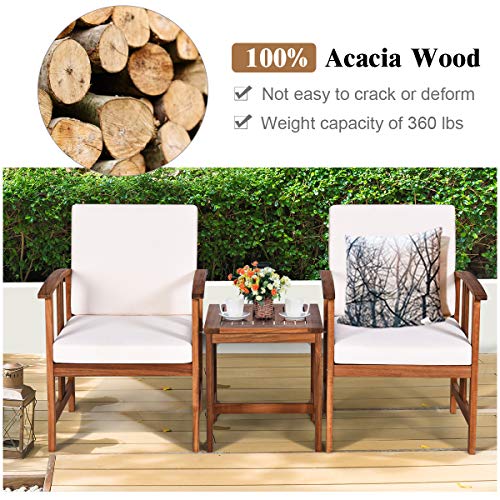 Tangkula 3-Piece Outdoor Acacia Wood Furniture Set