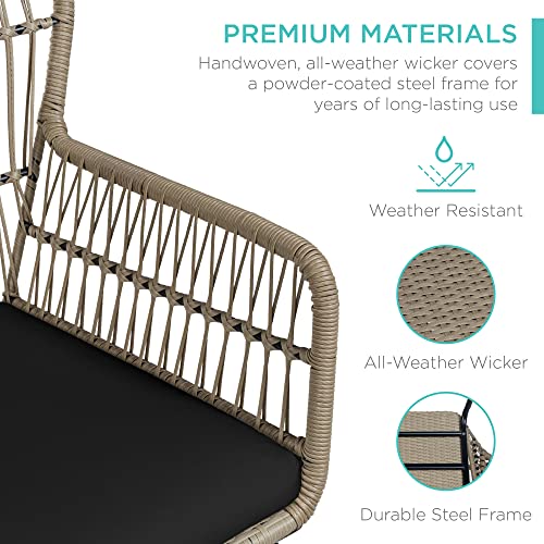 3-Piece Outdoor Wicker Bistro Set with Cushions & Table