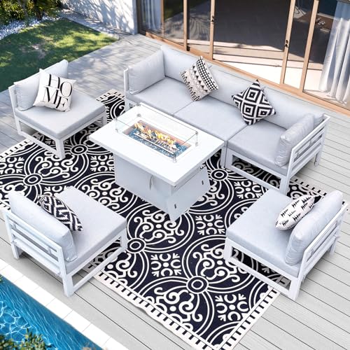 Modern Luxury 7 Piece Aluminum Patio Furniture Set