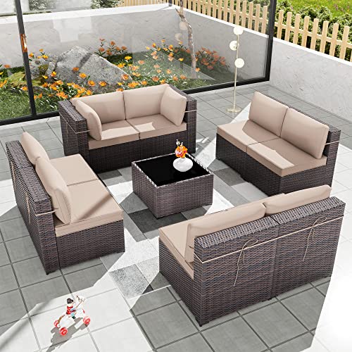 9PCS Delnavik Wicker Patio Conversation Set with Cushions