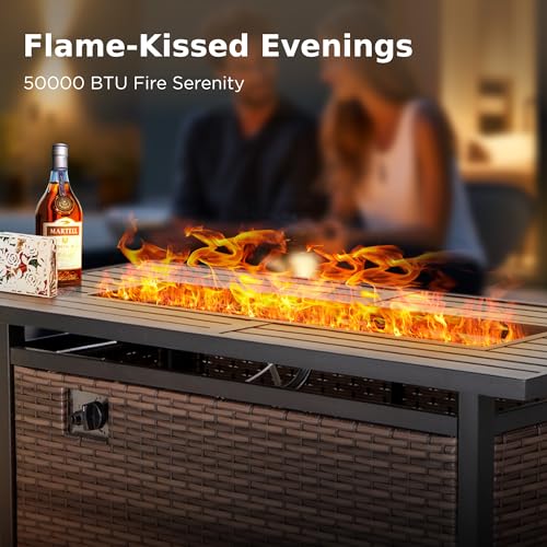 PHI VILLA Outdoor Patio Set with Gas Fire Pit