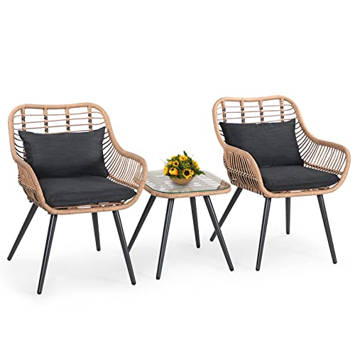 Verano Garden 3 Piece Bistro Set, Outdoor Wicker