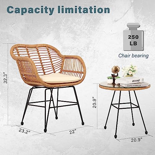 PAOLFOX 3 Piece Patio Set with 2 Chairs