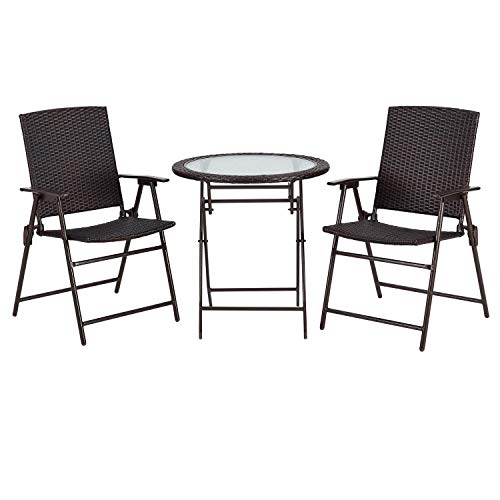 Rimba Outdoor 3pc Wicker Folding Bistro Set
