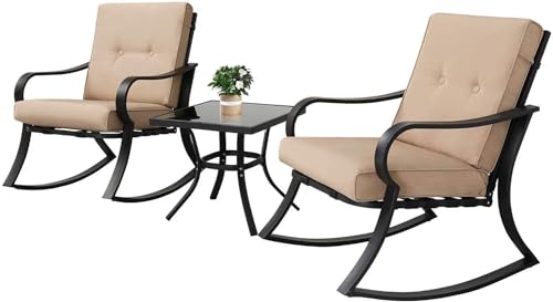 3 Piece Oakmont Outdoor Bistro Set with Rocking Chairs
