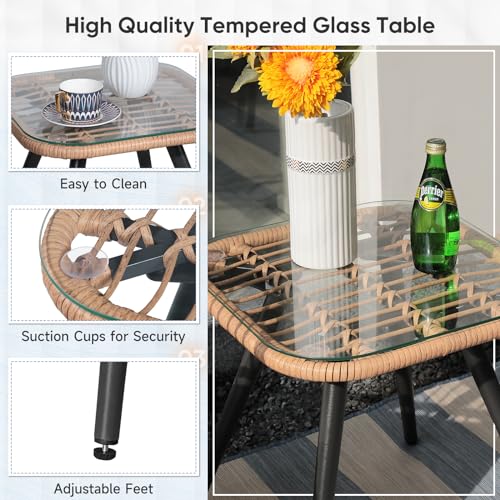 Verano Garden 3 Piece Bistro Set, Outdoor Wicker