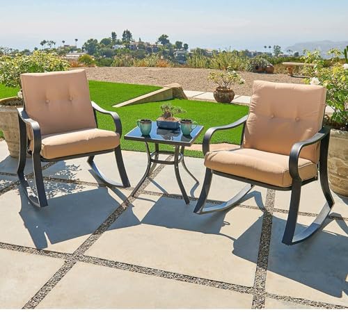 3 Piece Oakmont Outdoor Bistro Set with Rocking Chairs