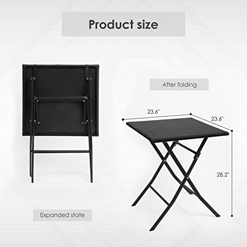 Foldable Metal & Rattan Bistro Set for Patio