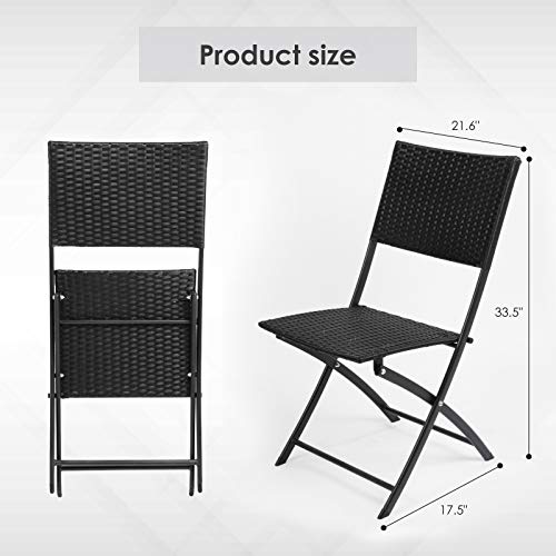 Foldable Metal & Rattan Bistro Set for Patio