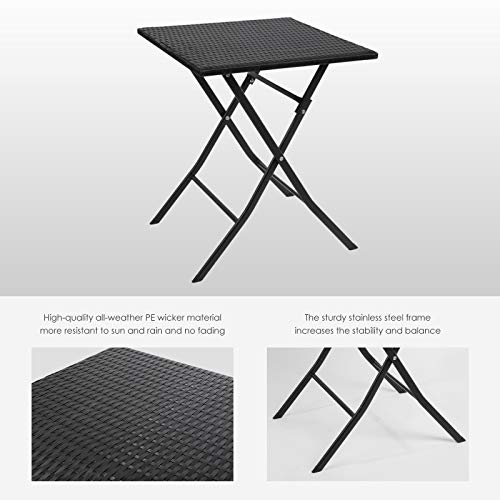 Foldable Metal & Rattan Bistro Set for Patio