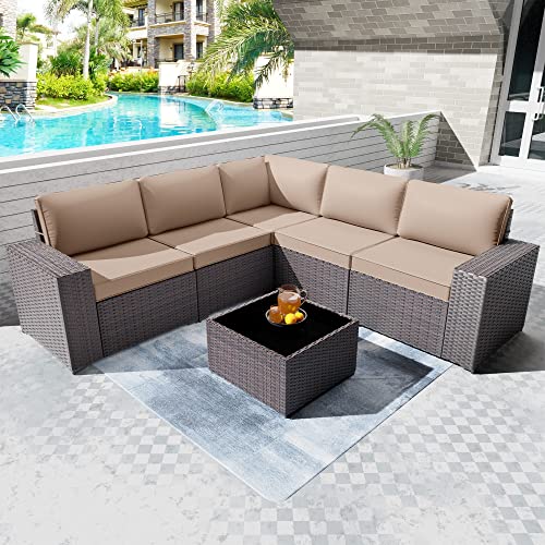 Modern Black&Brown Wicker Patio Set for Pool/Garden/Balcony