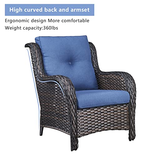 HUMMUH Patio Bistro Set with Wicker Chairs & Table