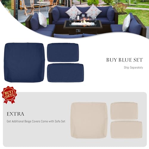 BULEXYARD Brown Rattan Patio Set with Fire Pit