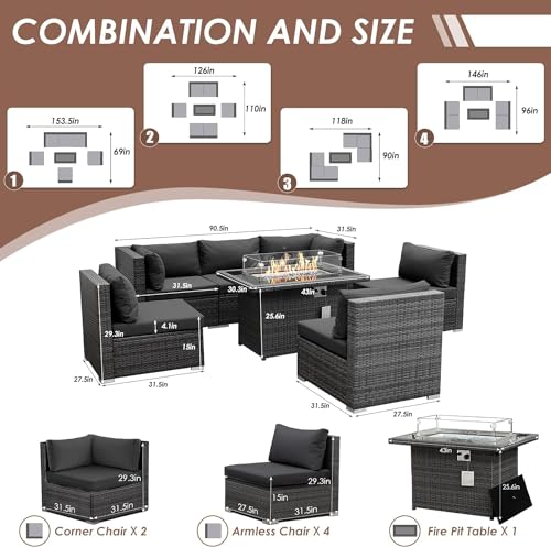 7-Piece RADIATA PE Wicker Sectional Patio Furniture Set