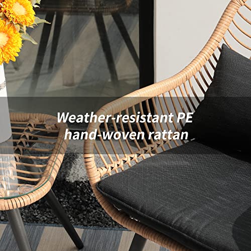 Verano Garden 3 Piece Bistro Set, Outdoor Wicker