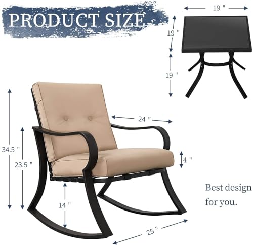 3 Piece Oakmont Outdoor Bistro Set with Rocking Chairs