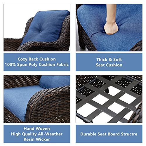 HUMMUH Patio Bistro Set with Wicker Chairs & Table