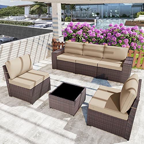 Modern Black&Brown Wicker Patio Set for Pool/Garden/Balcony