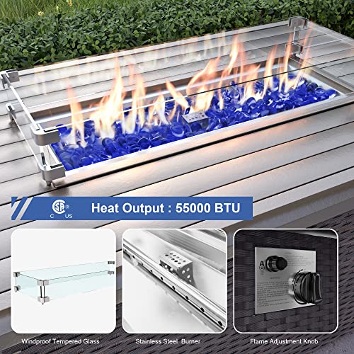 11pc Patio Furniture Set with Fire Pit & Swivel Chairs