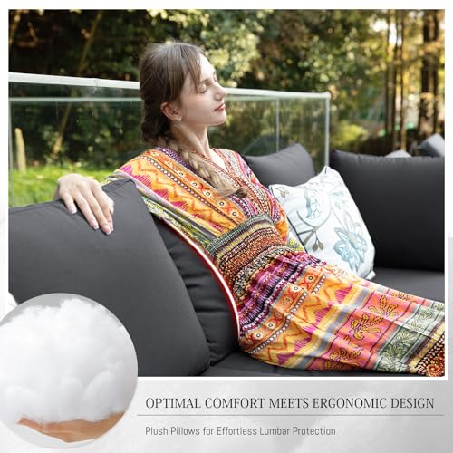 9Pcs-A Dark Grey Outdoor Sectional Set with Fire Pit