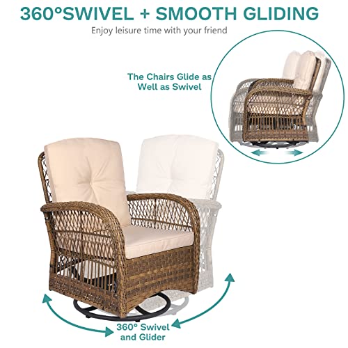 3-Piece Outdoor Wicker Swivel Rocker Patio Set