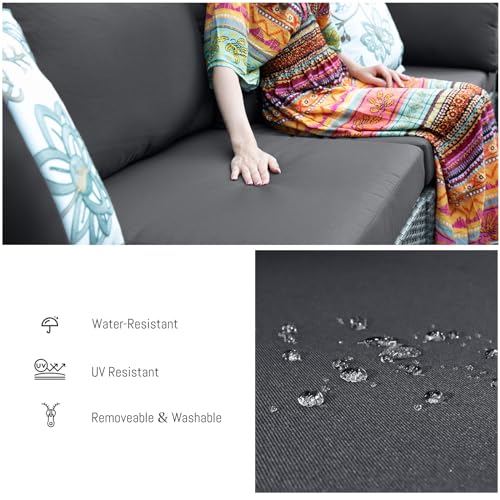 9Pcs-A Dark Grey Outdoor Sectional Set with Fire Pit