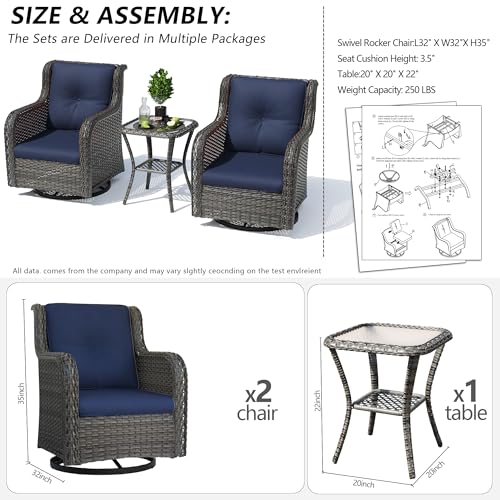 VIP Swivel Rocker Wicker Chair Set - Mixed Colors