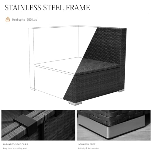 9Pcs-A Dark Grey Outdoor Sectional Set with Fire Pit