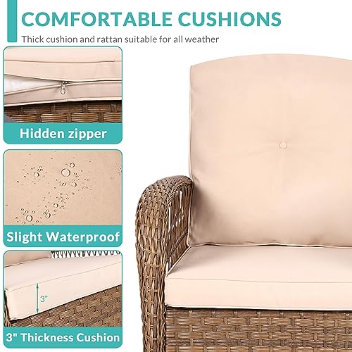 3-Piece Outdoor Wicker Swivel Rocker Patio Set